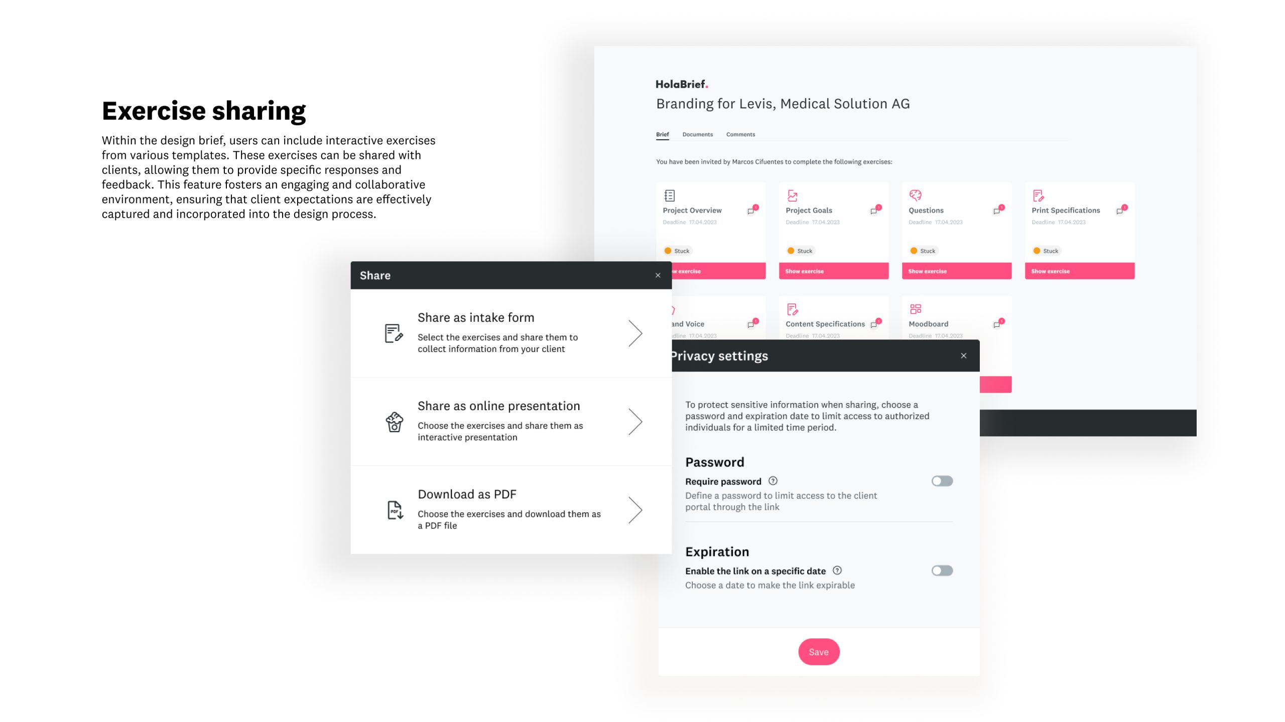 Video exercise sharing — HolaBrief