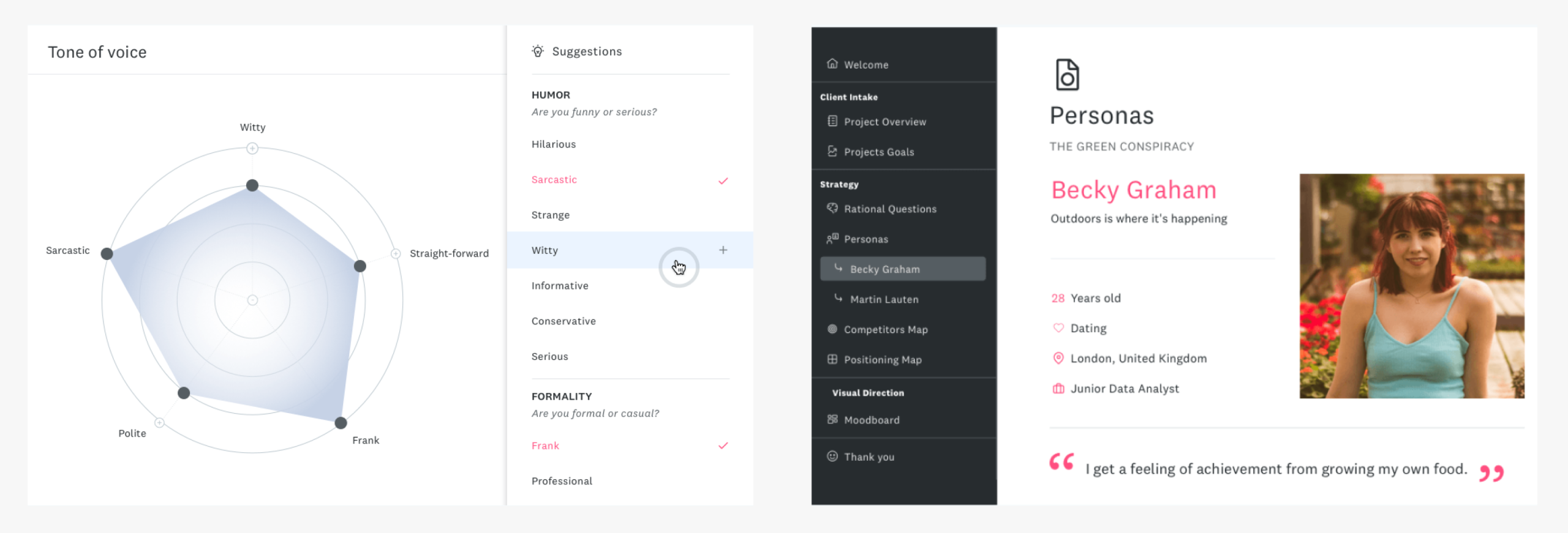 Tone of voice Personas — HolaBrief